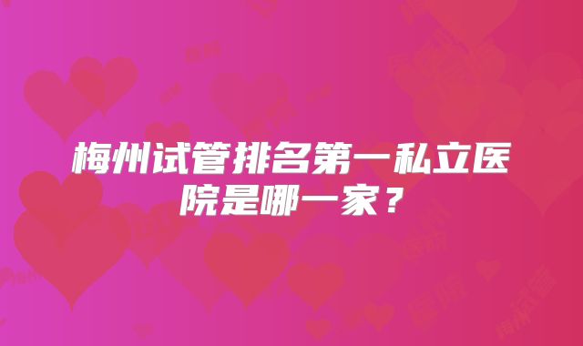 梅州试管排名第一私立医院是哪一家？