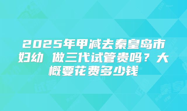 2025年甲减去秦皇岛市妇幼 做三代试管贵吗?大概要花费多少钱