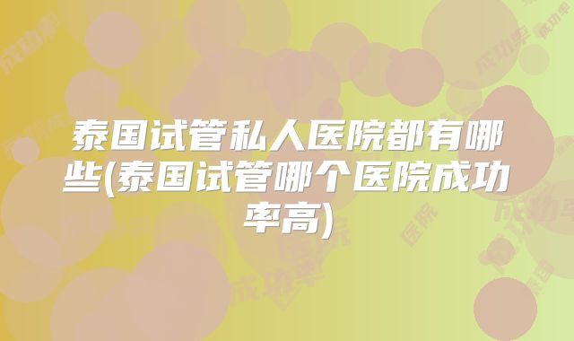 泰国试管私人医院都有哪些(泰国试管哪个医院成功率高)