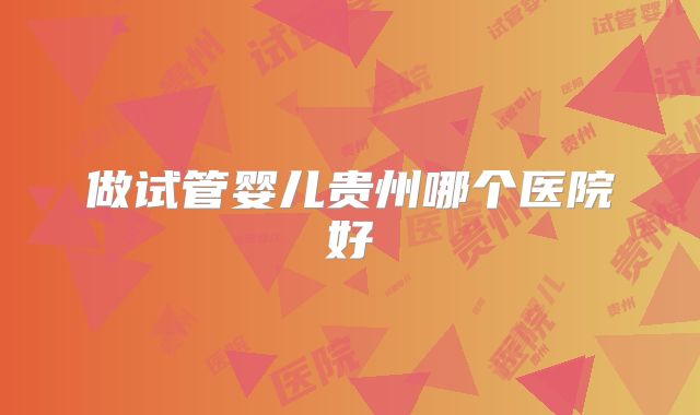 做试管婴儿贵州哪个医院好