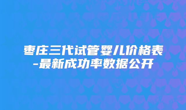 枣庄三代试管婴儿价格表-最新成功率数据公开