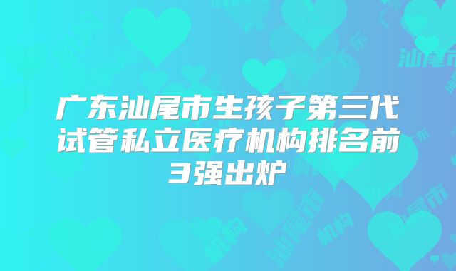 广东汕尾市生孩子第三代试管私立医疗机构排名前3强出炉