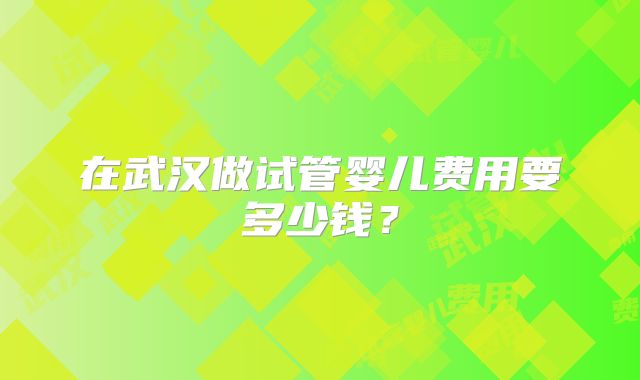 在武汉做试管婴儿费用要多少钱？