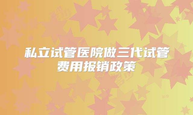私立试管医院做三代试管费用报销政策