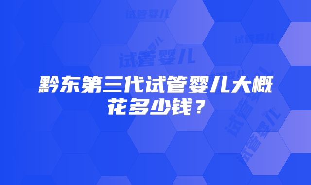 黔东第三代试管婴儿大概花多少钱？