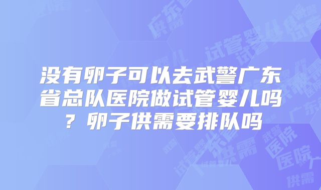 没有卵子可以去武警广东省总队医院做试管婴儿吗？卵子供需要排队吗