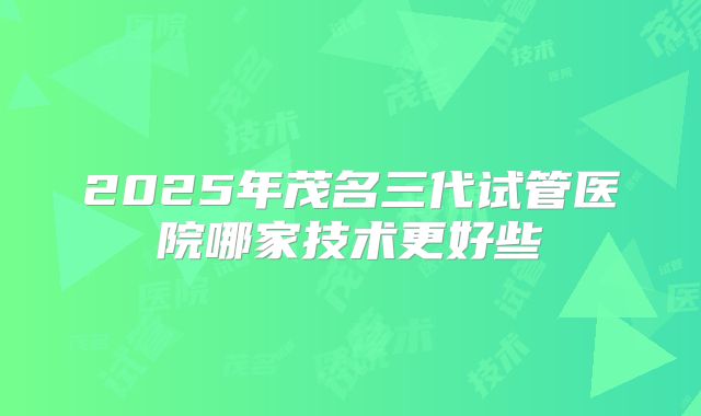 2025年茂名三代试管医院哪家技术更好些