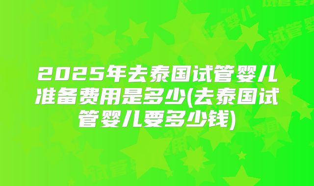 2025年去泰国试管婴儿准备费用是多少(去泰国试管婴儿要多少钱)