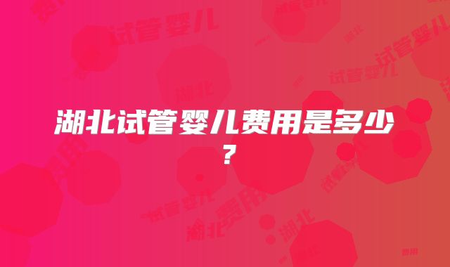 湖北试管婴儿费用是多少?