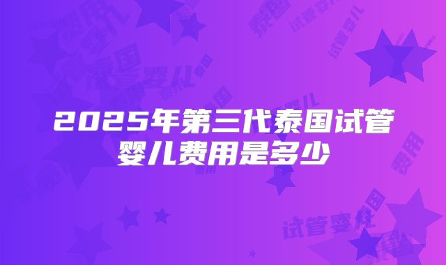 2025年第三代泰国试管婴儿费用是多少