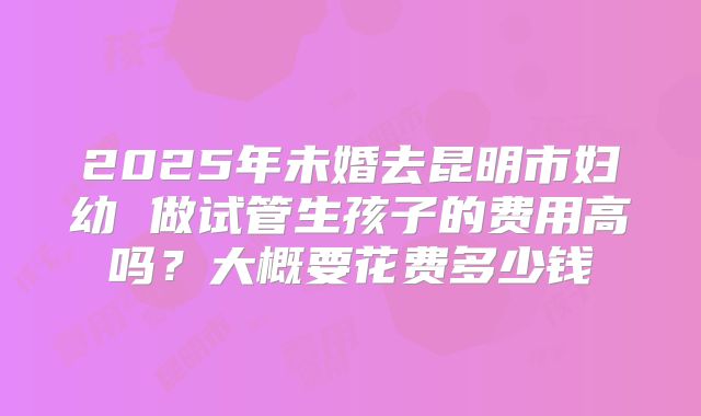 2025年未婚去昆明市妇幼 做试管生孩子的费用高吗？大概要花费多少钱