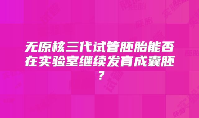 无原核三代试管胚胎能否在实验室继续发育成囊胚？