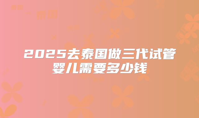 2025去泰国做三代试管婴儿需要多少钱