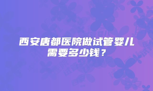 西安唐都医院做试管婴儿需要多少钱？