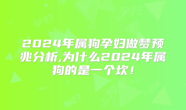 2024年属狗孕妇做梦预兆分析,为什么2024年属狗的是一个坎!