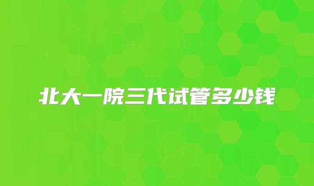北大一院三代试管多少钱