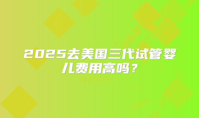 2025去美国三代试管婴儿费用高吗？