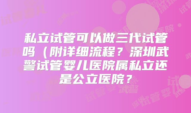 私立试管可以做三代试管吗（附详细流程？深圳武警试管婴儿医院属私立还是公立医院？