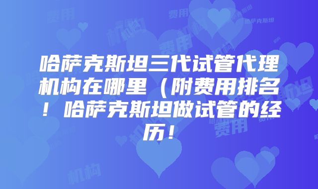 哈萨克斯坦三代试管代理机构在哪里（附费用排名！哈萨克斯坦做试管的经历！