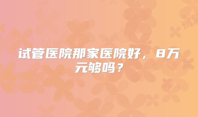 试管医院那家医院好,8万元够吗?