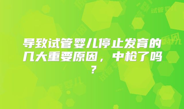 导致试管婴儿停止发育的几大重要原因,中枪了吗?