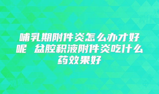 哺乳期附件炎怎么办才好呢 盆腔积液附件炎吃什么药效果好