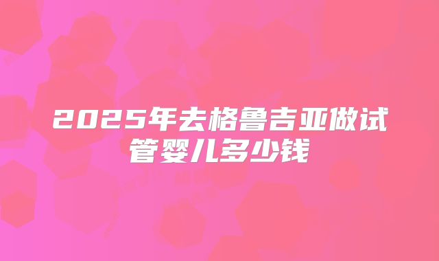 2025年去格鲁吉亚做试管婴儿多少钱