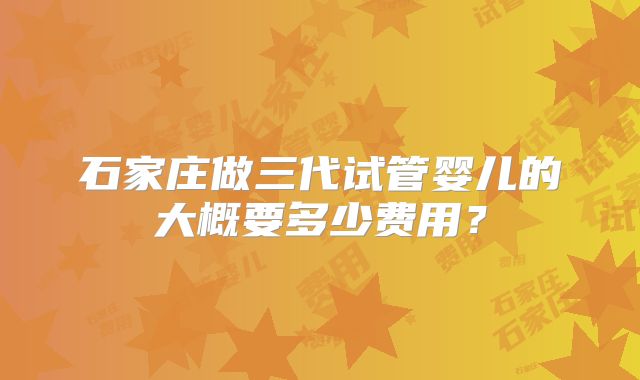 石家庄做三代试管婴儿的大概要多少费用？