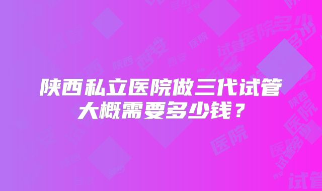 陕西私立医院做三代试管大概需要多少钱？