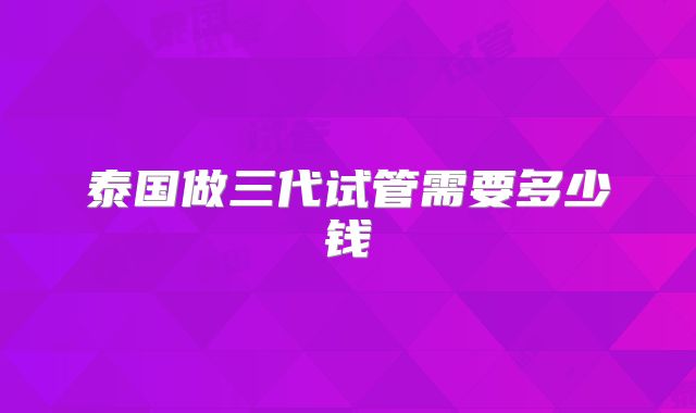 泰国做三代试管需要多少钱
