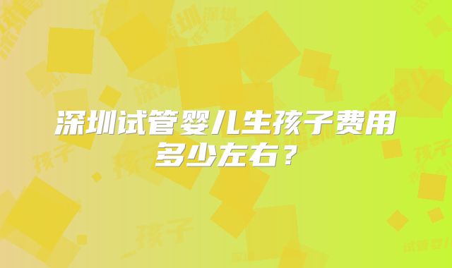 深圳试管婴儿生孩子费用多少左右？