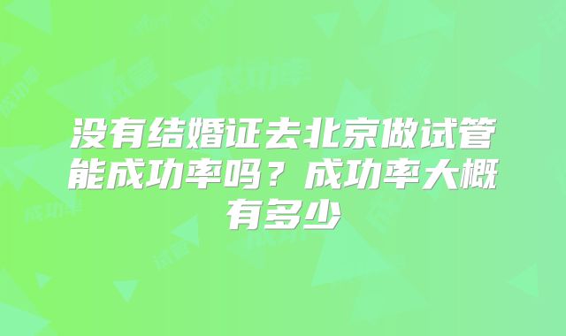 没有结婚证去北京做试管能成功率吗?成功率大概有多少