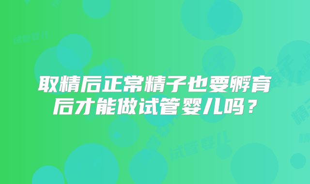 取精后正常精子也要孵育后才能做试管婴儿吗？
