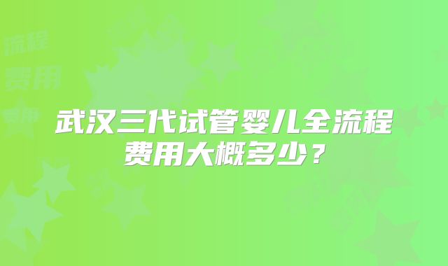 武汉三代试管婴儿全流程费用大概多少？