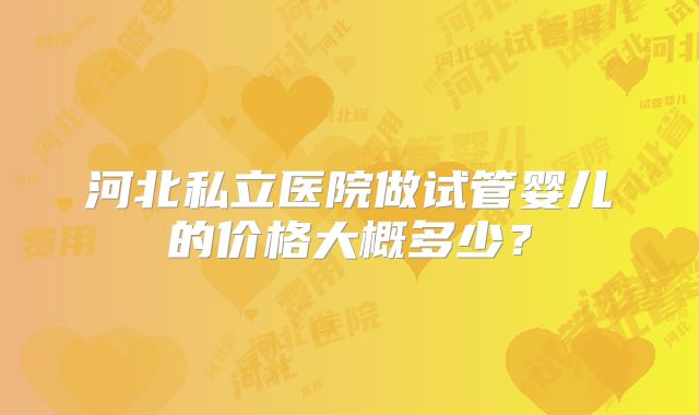 河北私立医院做试管婴儿的价格大概多少？