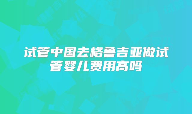 试管中国去格鲁吉亚做试管婴儿费用高吗