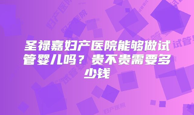 圣禄嘉妇产医院能够做试管婴儿吗？贵不贵需要多少钱