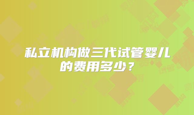 私立机构做三代试管婴儿的费用多少？