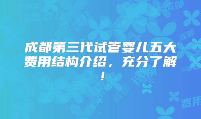 成都第三代试管婴儿五大费用结构介绍,充分了解!