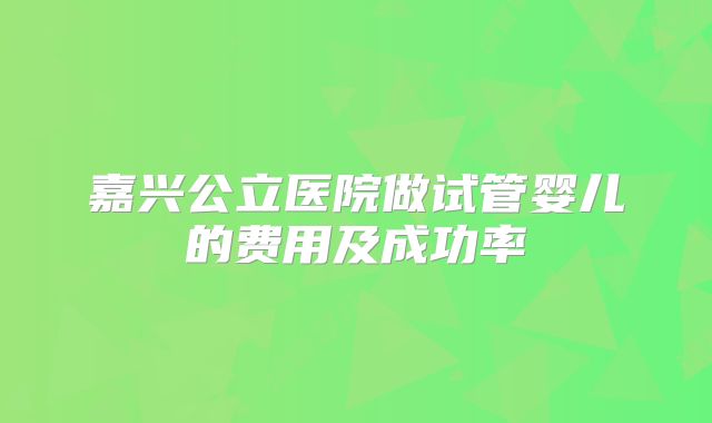 嘉兴公立医院做试管婴儿的费用及成功率
