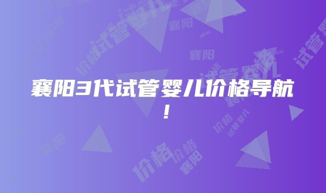 襄阳3代试管婴儿价格导航！