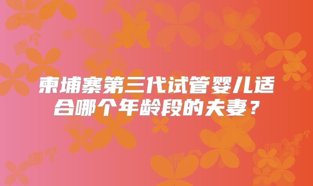 柬埔寨第三代试管婴儿适合哪个年龄段的夫妻？