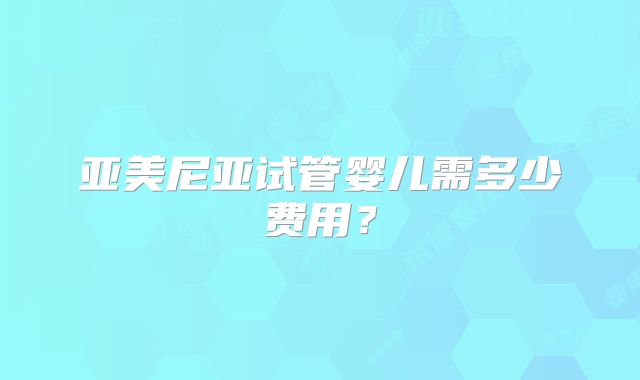亚美尼亚试管婴儿需多少费用？