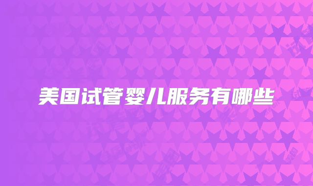 美国试管婴儿服务有哪些
