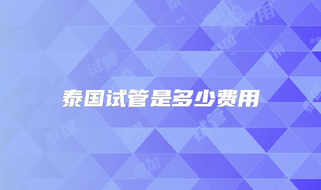 泰国试管是多少费用