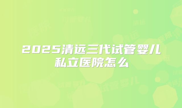 2025清远三代试管婴儿私立医院怎么