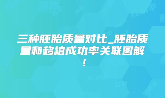 三种胚胎质量对比_胚胎质量和移植成功率关联图解!