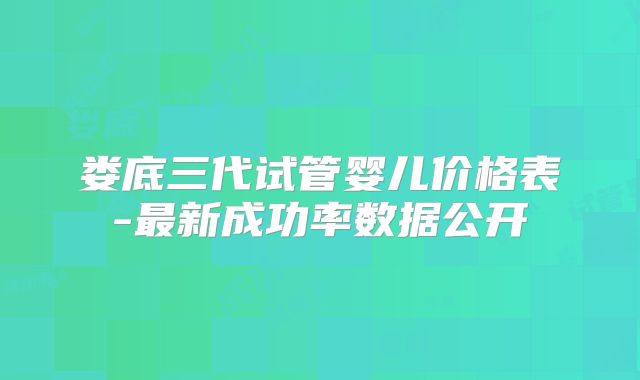 娄底三代试管婴儿价格表-最新成功率数据公开