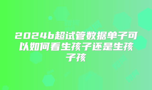2024b超试管数据单子可以如何看生孩子还是生孩子孩