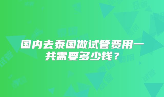 国内去泰国做试管费用一共需要多少钱？